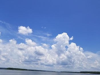 Scenic view of sea against blue sky