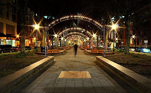 Illuminated street light at night