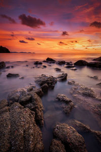 Scenic view of sea against sky during sunset