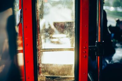 View of train through window