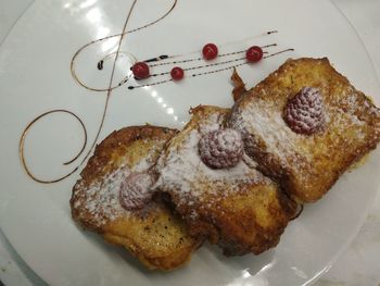 High angle view of bread in plate
