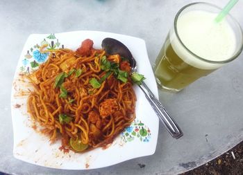 Close-up of food served in plate