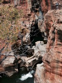 Close-up of rock formation in water