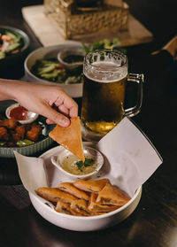 Close-up of food on table