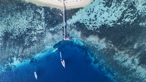 High angle view of pier and sea