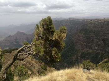 Scenic view of mountains against sky