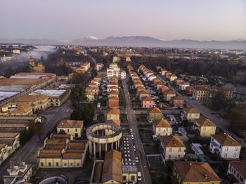 High angle view of townscape against sky