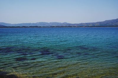 Scenic view of lake against clear sky