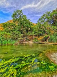 Scenic view of lake against sky