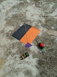 High angle view of multi colored umbrella