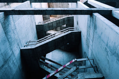 Low angle view of staircase in abandoned building