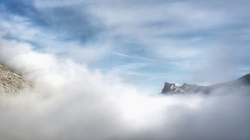 Low angle view of mountains against sky