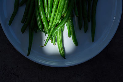 High angle view of beans in plate