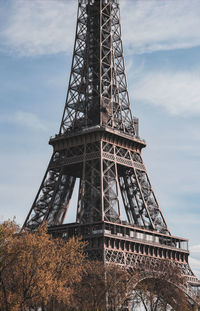 Low angle view of eiffel tower against sky