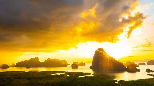 Scenic view of sea against sky during sunset