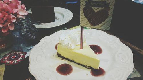 Close-up of ice cream on table