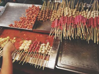 Close-up of person preparing food