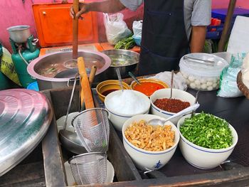 High angle view of food on table at market stall