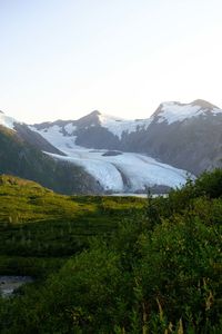 Scenic view of mountains against clear sky