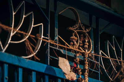 Low angle view of rusty metallic structure