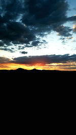 Scenic view of silhouette landscape against sky during sunset