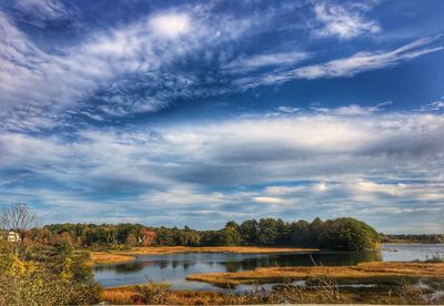 Scenic view of lake against sky