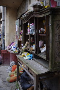 View of abandoned stuffed toys