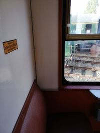 View of train through window