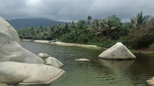 Scenic view of lake against sky