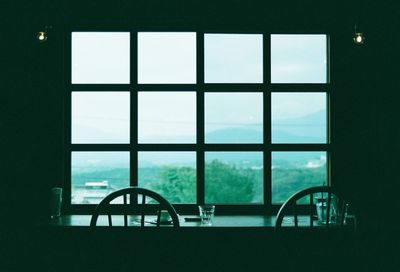 View of building through window