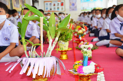 Incense sticks, candles, and flowers are a symbol of gratitude to teachers and teachers.