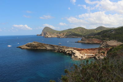 Scenic view of sea against cloudy sky