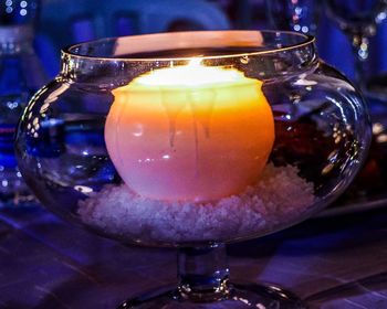 Close-up of illuminated candle