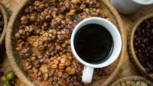 High angle view of coffee cup