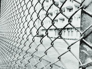 Close-up of barbed wire fence