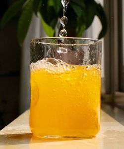 Close-up of drink in glass on table