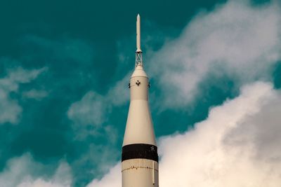 Low angle view of space shuttle against sky