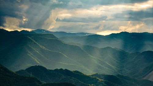 Panoramic view of mountains against sky