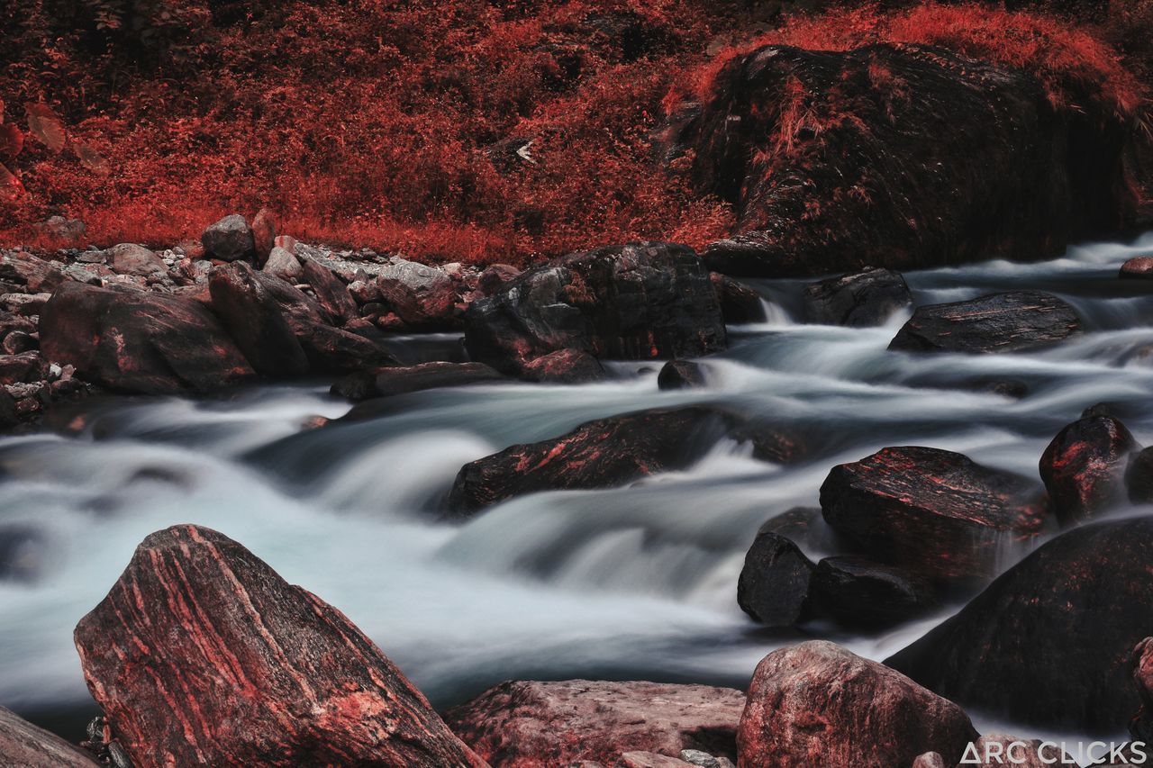 SCENIC VIEW OF WATERFALL IN FOREST