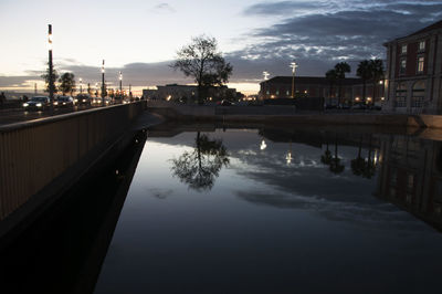 View of canal at sunset