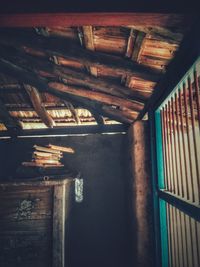 Low angle view of window in old building