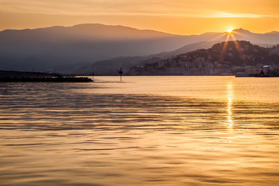 Scenic view of sea during sunset