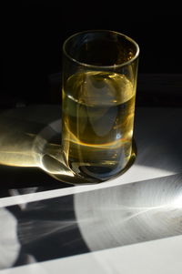 Close-up of tea in glass on table