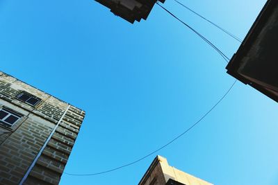 Low angle view of building against blue sky