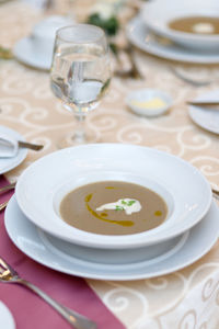 Close-up of tea served on table
