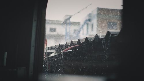 City seen through glass window