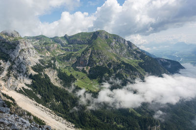 Panoramic view of mountains against sky