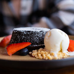 Close-up of dessert on table