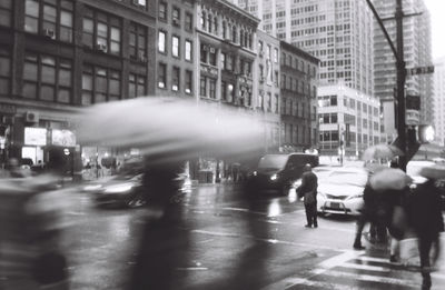 People walking on city street