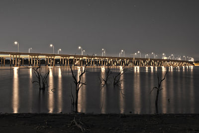 Scenic view of sea against sky at night